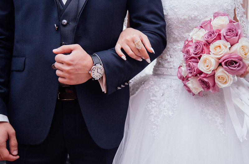 Wedding Couple Linking Arms